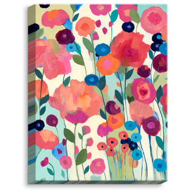 Reproduction d’art sur toile tendue "howd you get pretty fleurs" par carrie schmitt
