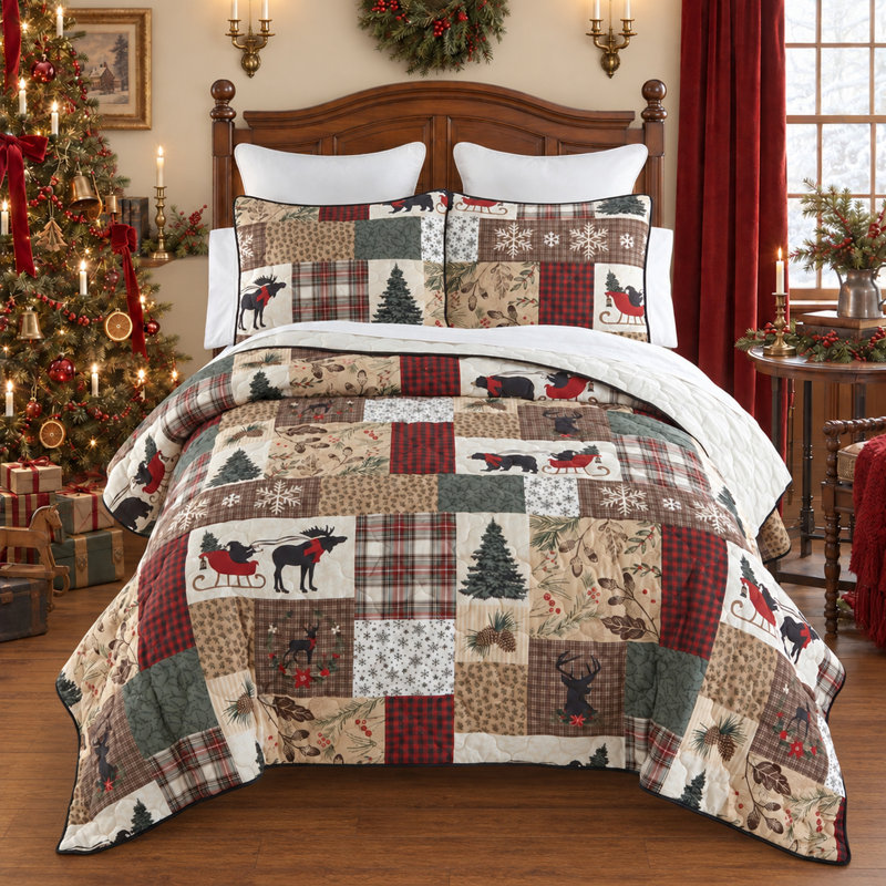 Your Lifestyle by Donna Sharp Dashing 3PC Queen Holiday Quilt Set, Queen Quilt + 2 Shams