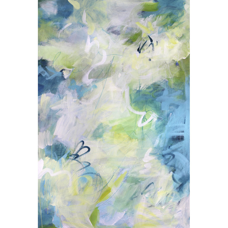 Springtime Rhythms II by Sue Riger - Painting on Canvas, 76cm H x 51cm W, Black Floater Framed