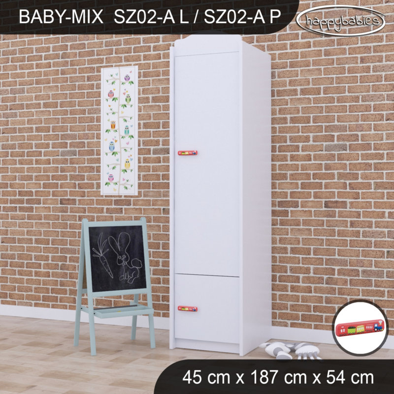 Baby Mix Train 2 Door Wardrobe, White/Red