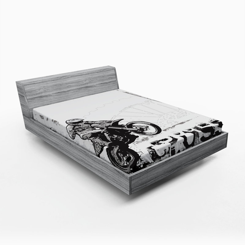 Motocross Racer Microfibre Jersey Knit Fitted Sheet, European Double (140 x 200cm)