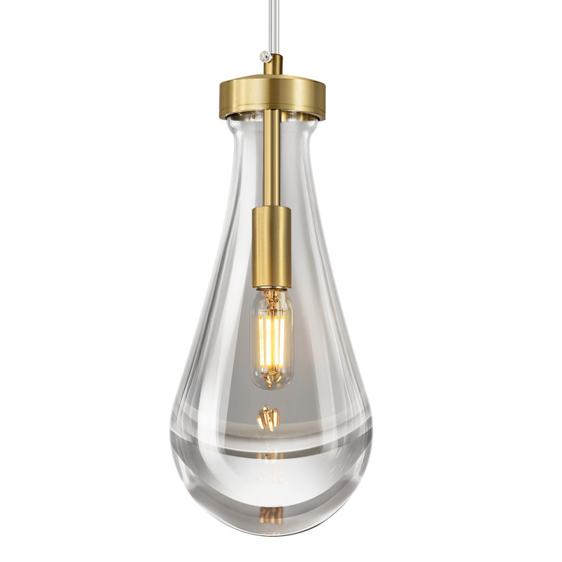 Raindrop Pendant Lights Kitchen Island Set Of Teardrop Hanging Light Fixtures Clear Solid Glass Pendant Light Modern Chandeliers For Dining Room Porch Corridor Living Room (1 Pack)