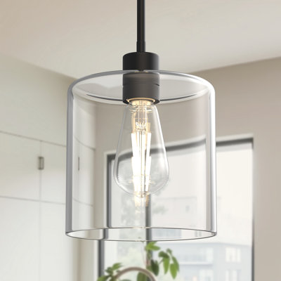 Luminaire suspendu pour îlot de cuisine à abat-jour simple en verre transparent