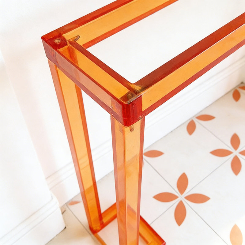 Console en acrylique avec comptoir en verre, H 31,5 po x l 47,24 po x P 11,81 po