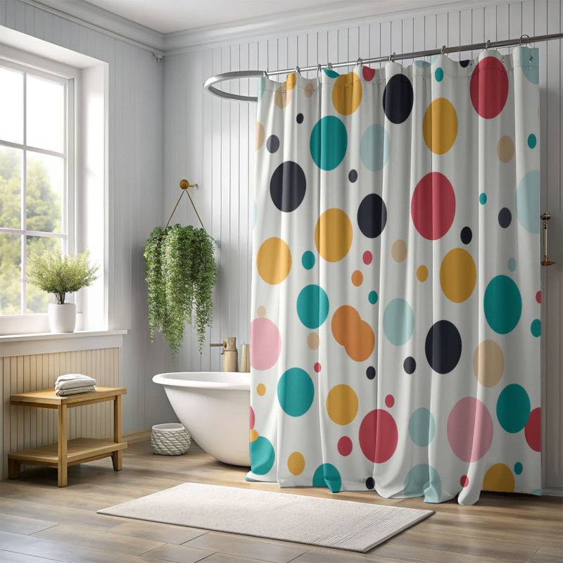 Rideau de douche Premium, H 74 po x l 71 po, Dot Dot