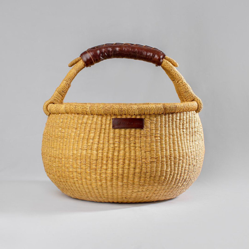 Bolga Handmade Wicker Decorative Basket, Brown