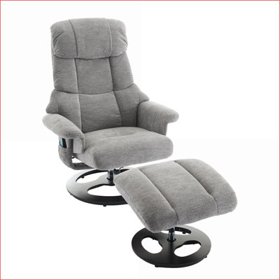 Fauteuils inclinables, fauteuil inclinable pivotant à 360 ° avec repose-pieds, massage à 5 points et amp; Chauffage, gris ardoise | Tissu chenille