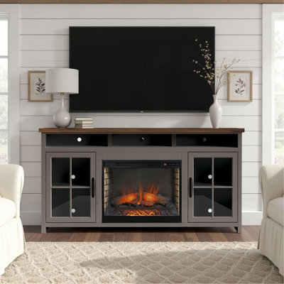 Meuble télé avec foyer de 74 po Avalon pour téléviseur de 85 po ou moins, assemblage minimal requis