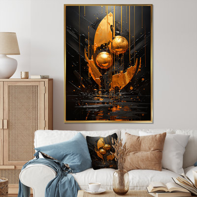 «Black and Gold Spiral Graffiti IV - Abstract Collages», art mural