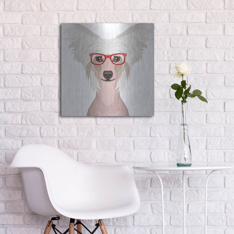 «Chinese Crêté portant des lunettes de hipster» par les affiliés Furbaby, H 24 po x l 24 po