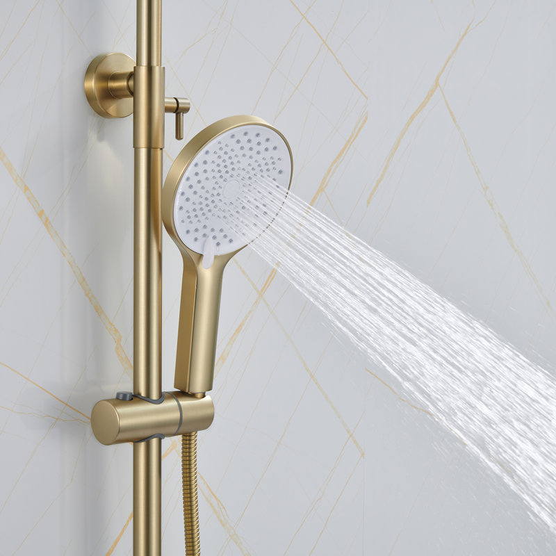 46.3" Solid Brass Pressure Balanced Complete Shower System with Rough in-Valve