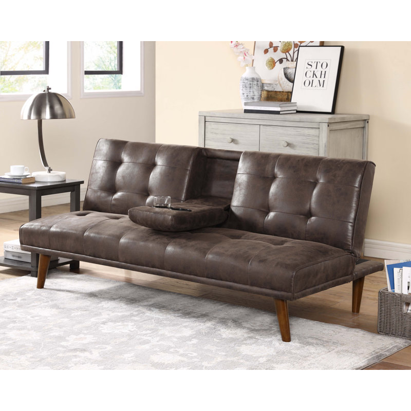 Arrya Twin 66'' Upholstered Convertible Sofa, Brown, Stamping Fabric