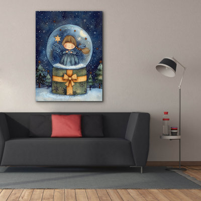 Toile épique Graffiti «Christmas Globe With Blue Angel» par Momart, 40 po x 54 po
