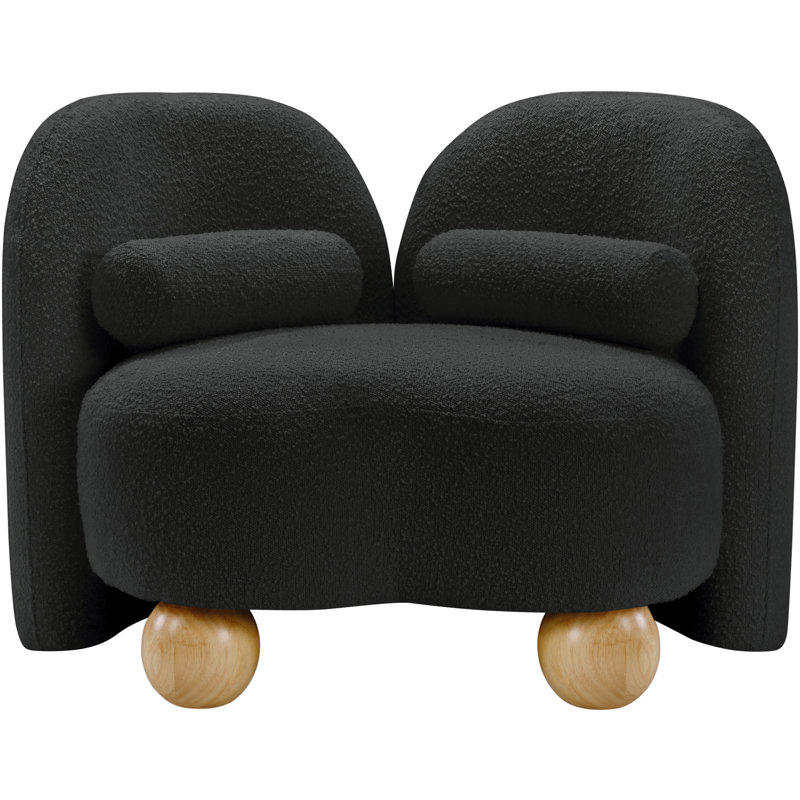 Chaise rembourrée Daphne, Tissu bouclé noir