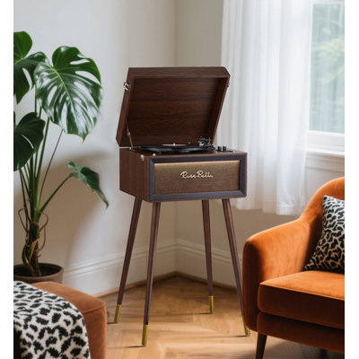 Vintage Floor Turntable: Multi-Function Vinyl Player with USB & Bluetooth