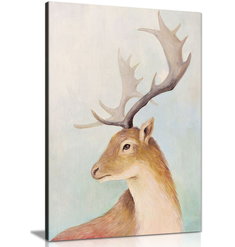 Deer Portrait Animal Wildlife For Home - Wrapped Canvas Print, 20cm H x 31cm W