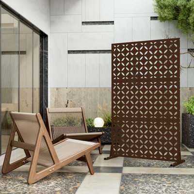 Qinptwut Heavy-Duty Outdoor Privacy Screen For Patio, Balcony, Backyard - 72" H * 44" W Metal Room Divider With Classic Clover Pattern, Anti-Tipping K by Luoyang Xinrui Chuangpin Trading Co., Ltd