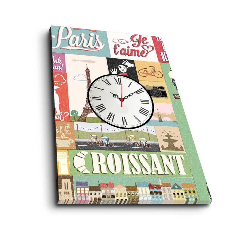 Horloge murale 17,7 po x 27,6 po Elegant 100% toile de suède, cadre 100% bois (épaisseur: 1,2 po) | Décoration élégante pour le salon, la chambre à coucher et le bureau, pièce unique et fonctionnelle