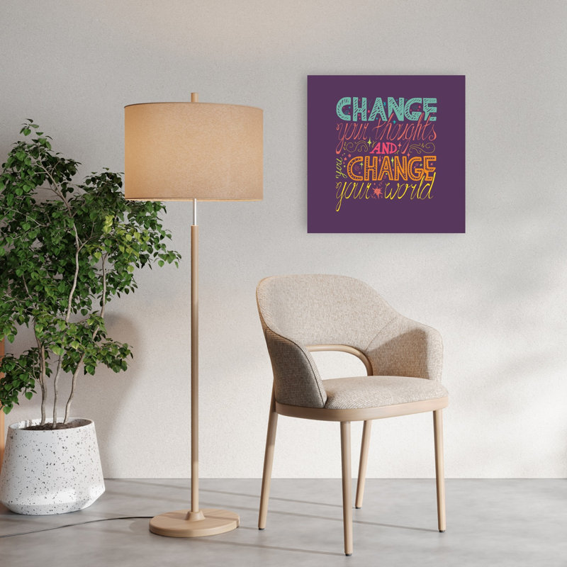Inspirational Change Quote Colorful Playful Vibrant Landscape Nature Wall Art Print 1 Piece Wrapped Canvas Wall Art