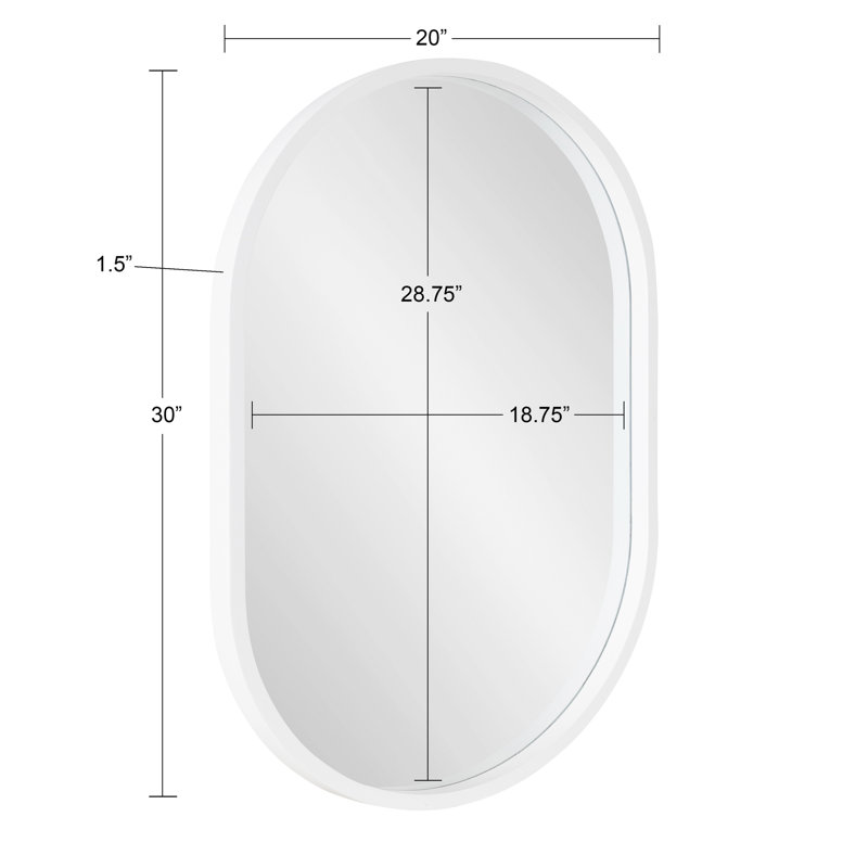 Miroir de salle de bain Arranjeet, 30 po x 20 po, Blanc