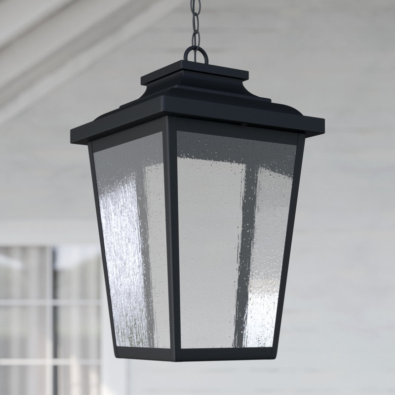 LED Outdoor Hanging Lantern, 21" H × 12.5" W × 12.5" D