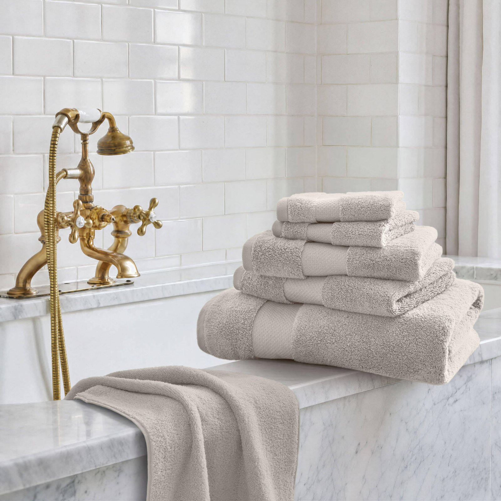 Turkish Cotton Quick-Dry Towel Set, Taupe, 6 Piece Towel Set
