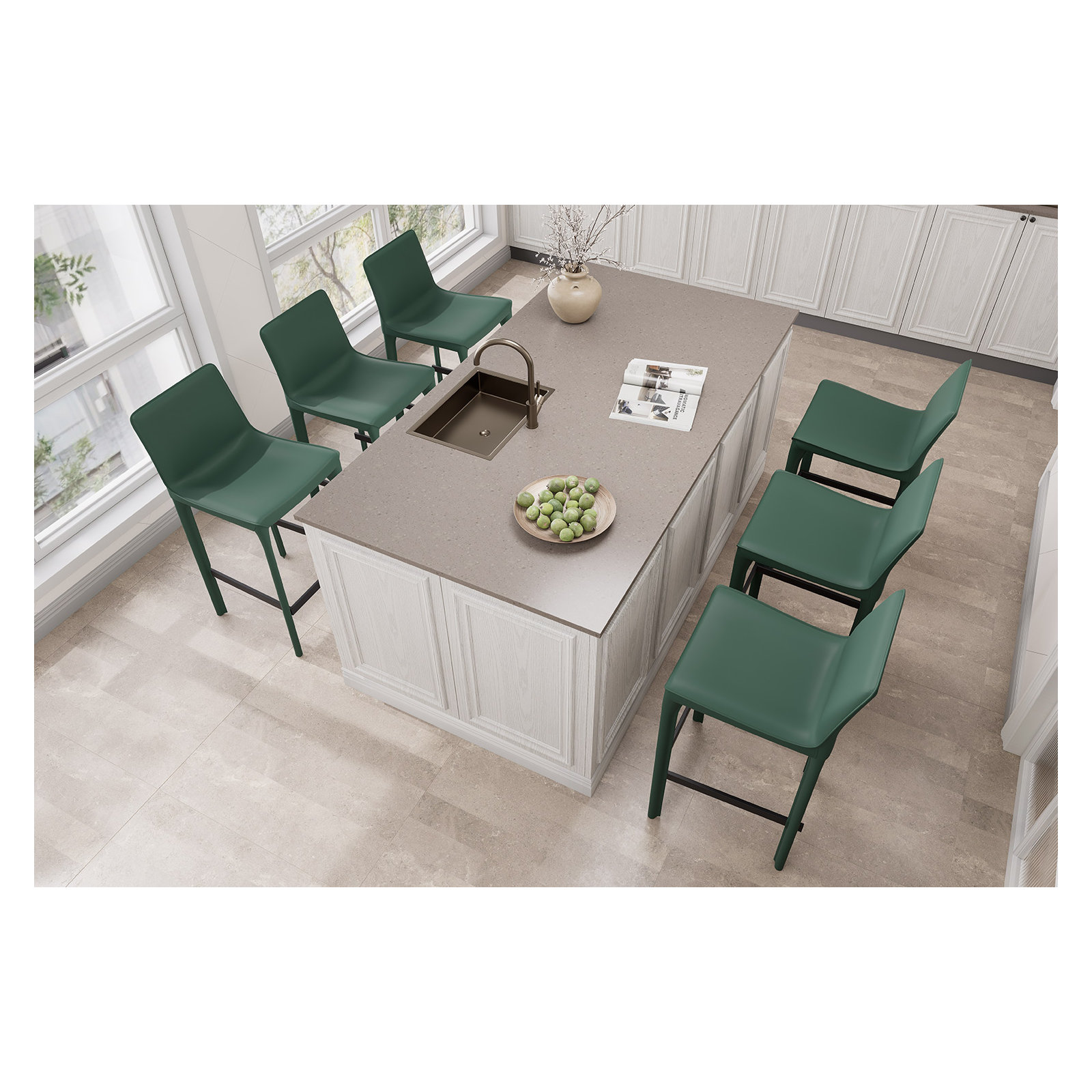 Vannes Vegan Leather Barstool, Coffee, 2