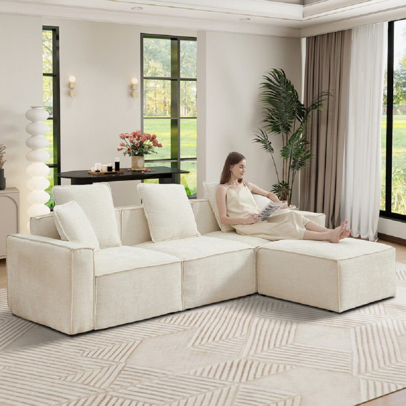 Canapé modulaire Makassar, Polyester beige
