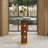 33.5" Contemporary 2 - Person Dining Table with Square Wooden Pedestal Leg & Gold Base for Small Space-1152769439