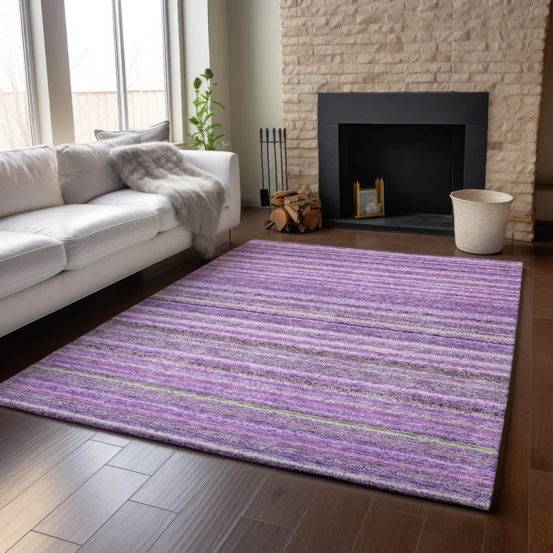 Tapis mauve Premium lavable à la machine Cerrito AMF598, Rectangle 10 pi x 14 pi