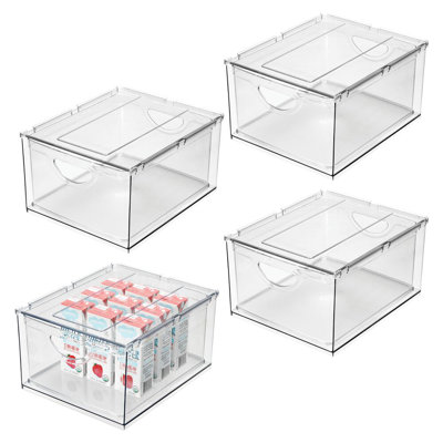 iDesign Stackable Storage Drawer for Fridge or Pantry - Set of 4 - Clear