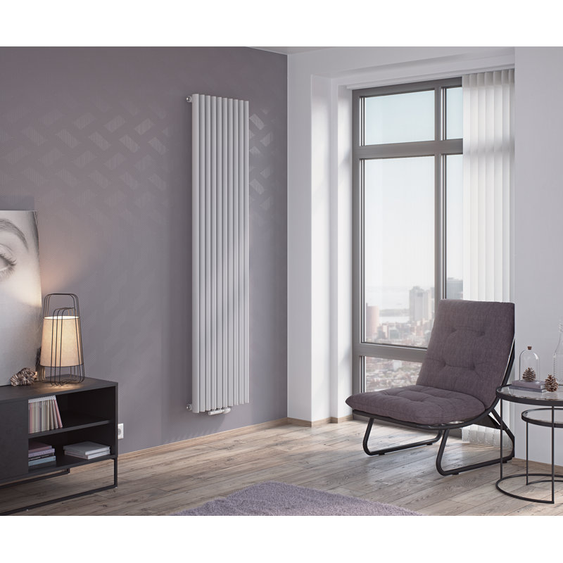 Angela Vertical Oval Panel Radiators, 180cm H x 29.5cm W x 10.6cm D, White