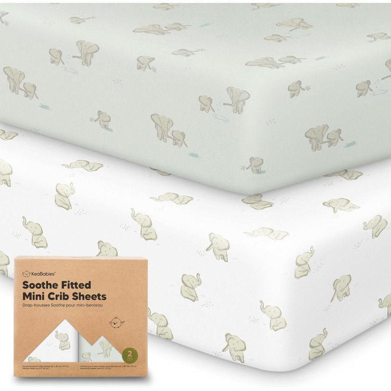 Ensemble de 2 mini-draps pour lit de bébé - Draps et matelas de jeu pour matelas, coton biologique, literie de parc douce et respirante, housse de lit pour tout-petit neutre