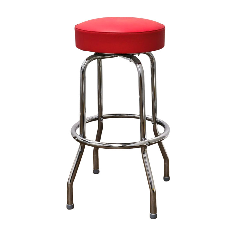 Tabouret de bar et de comptoir à anneau simple Retro Home, Rouge, Tabouret de bar (assise de 30 po de hauteur)