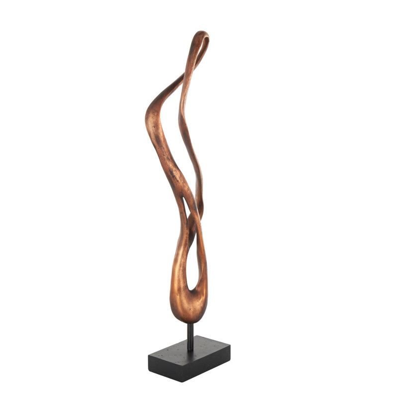 Cole And Grey Polystone Abstract Abstract Decorative Sculpture With Rectangle Black Base