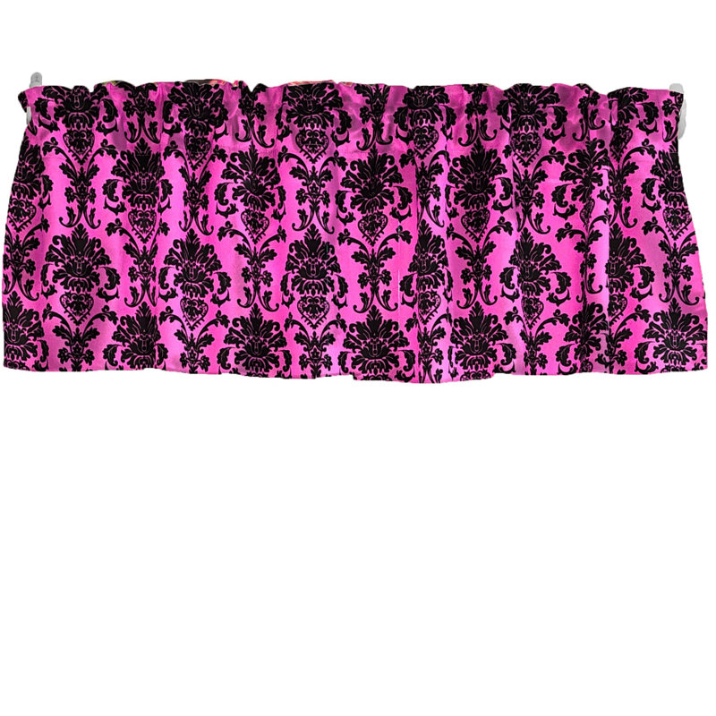 Cantonnière florale en damas 58 po, Fuschia, L 58 po x L 18 po