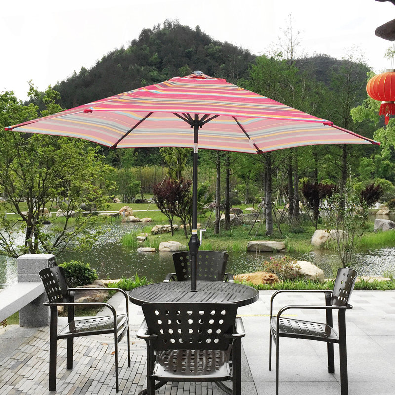 Parasol de patio, parasol 9 pi, Rayures rouges