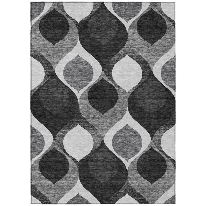 Tapis noir argenté 9 po x 12 po Ogee