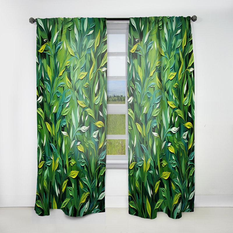 Lyndsey - Herbs Curtain - Room Darkening Floral Curtain - 1 Panels, L 52 po x L 84 po