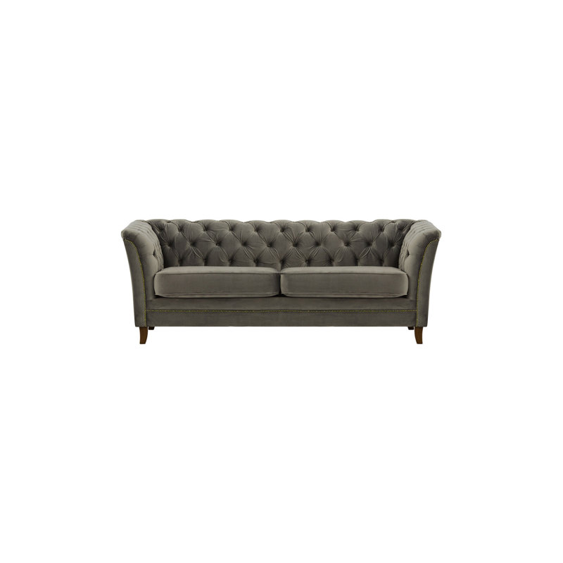 Lilo 3 Seater Velvet Sofa, Dark Oak, Dark Grey