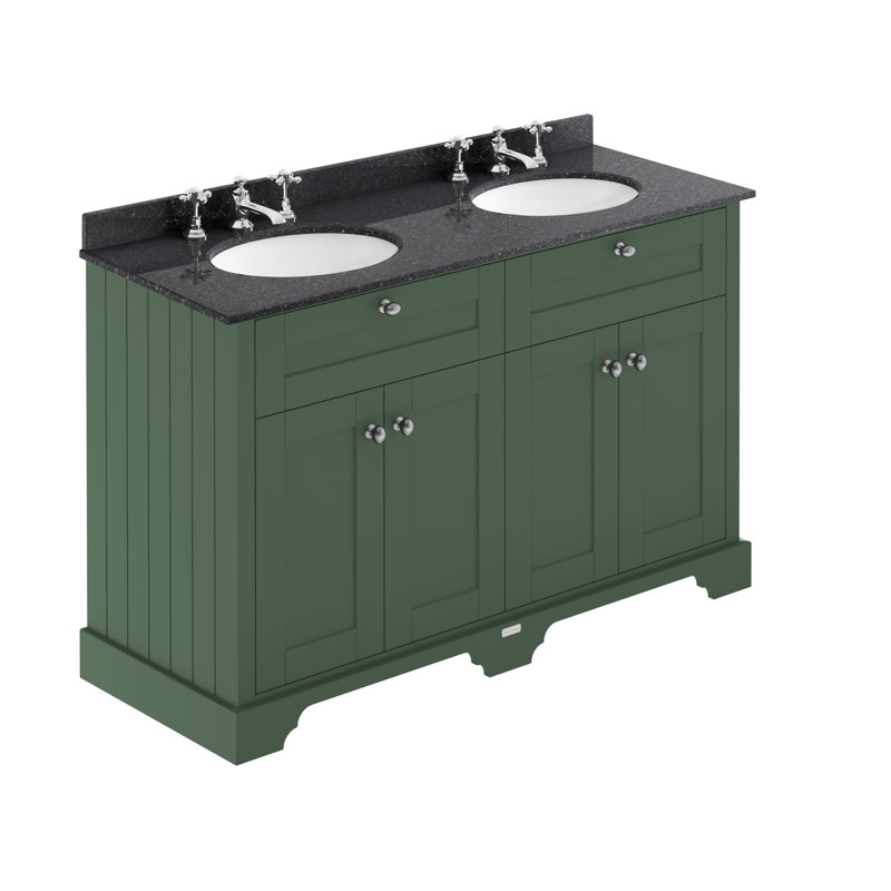 Old London 1200mm Free-Standing Double Vanity Unit, Black, Hunter Green
