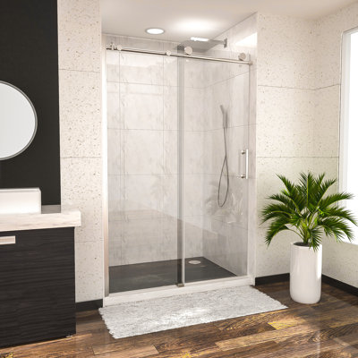 44“-48" W x 76" H Single Sliding Semi-Frameless Shower Door