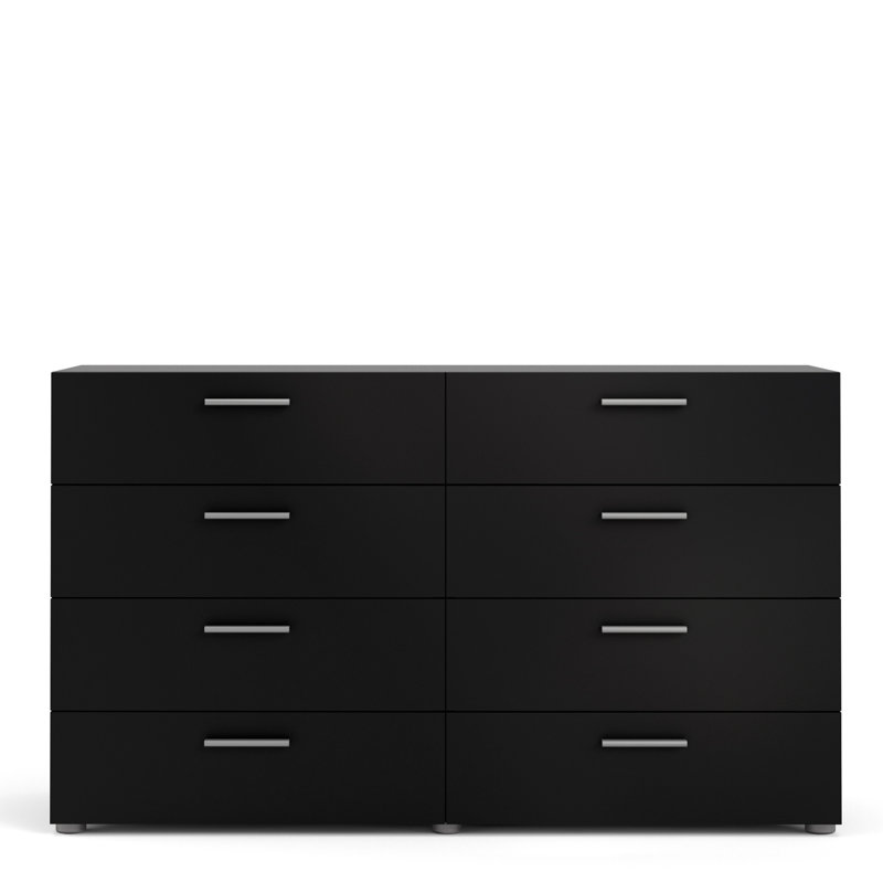 Diamone 8 Drawer 140Cm W Double Dresser, Black