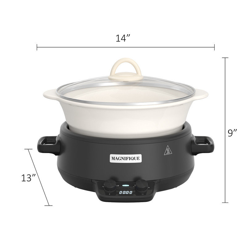 Homecookin 5 pte Mijoteuse ronde avec insert en pierre, Noir