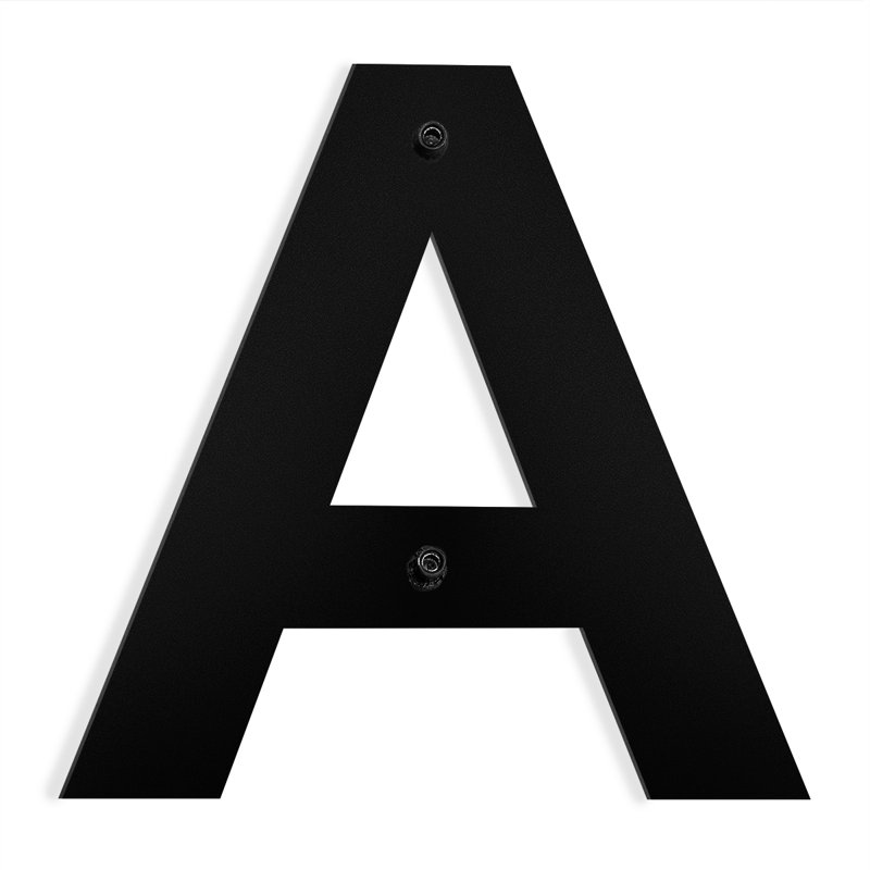 Barton 6-Inch Floating Mount House Letter - Stainless Steel, Modern Design, Black, A