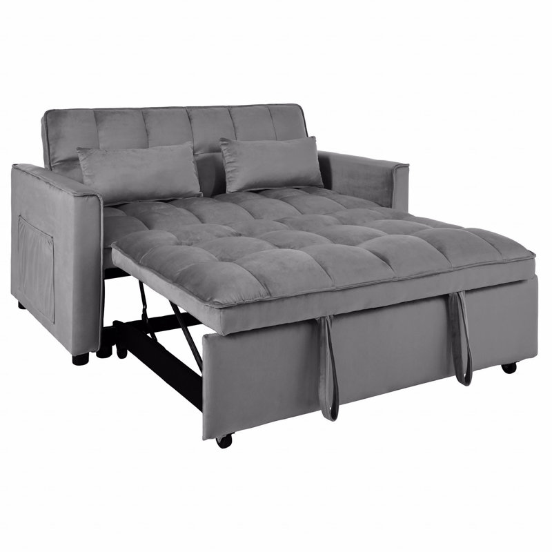 Canapé-lit convertible 3-en-1 avec dossier inclinable et coussins, canapé-lit et canapé-lit convertible, Gris foncé