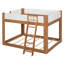 Lit superposé bas avec échelle réversible, lit superposé convertible en bois massif avec garde-corps de sécurité pour plafonds bas-133661432-133661435
