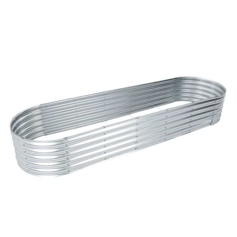 Lit de jardin surélevé galvanisé argent, H 11,2 po x l 82,7 po x P 23,62 po