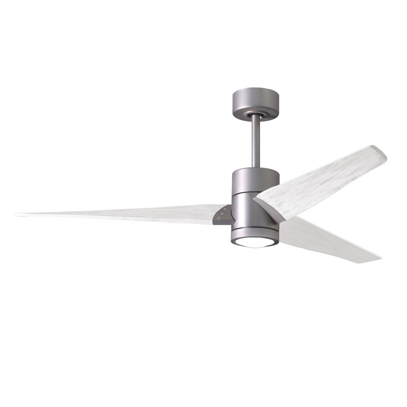 LED Downrod Ceiling Fan, Brushed Nickel, Matte White, 52"