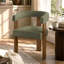 Chaise de salle à manger cylindrique en chenille de style milieu du siècle avec structure en noyer (ensemble de 6)-353656103-450624626
